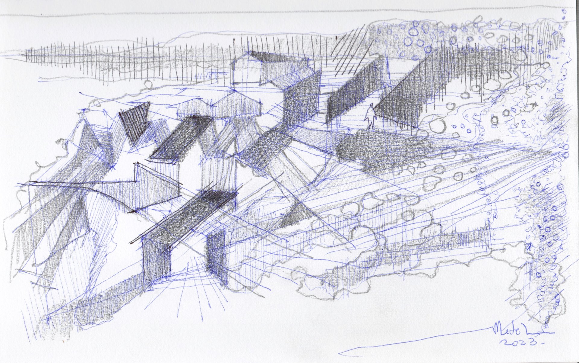 Los Techos de las casas y la Iglesia Fátima en barrio Favorecedora en Antofagasta. 