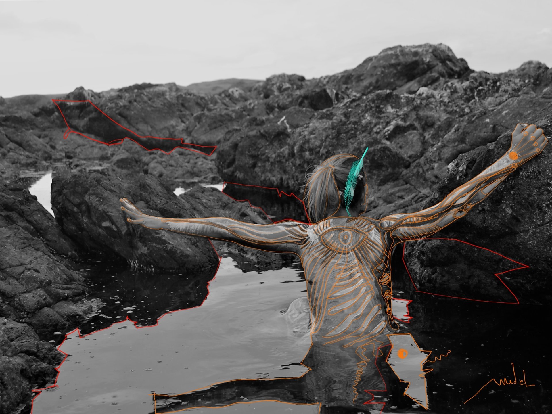 Mujer viento en el agua 2