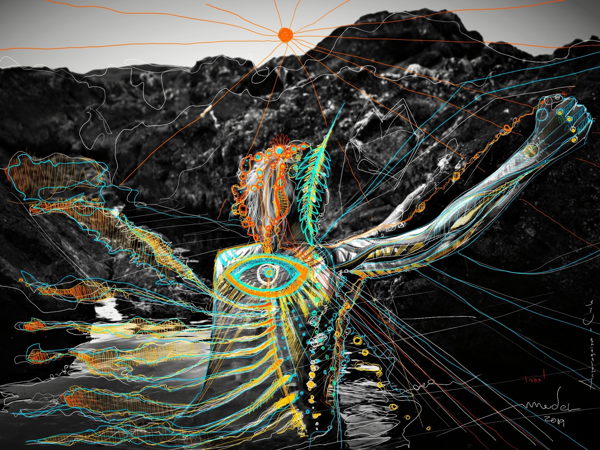 Mujer viento en el agua 3